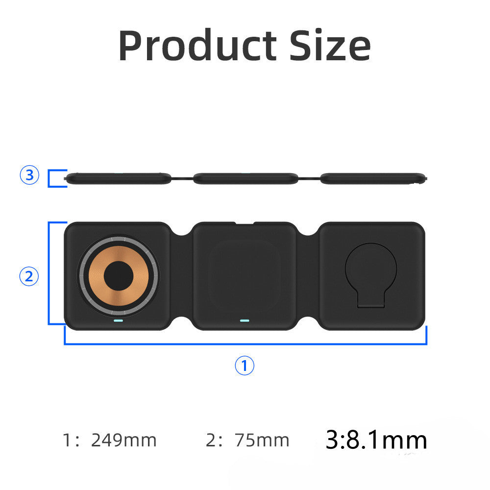 Magnetic 3-in-1 Folding Wireless Charging